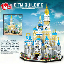 Load image into Gallery viewer, Lezi mini Blocks Kids Teens Building Toys Adult DIY Bricks Puzzle Blue Castle Girls Gift 8028