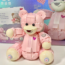 Load image into Gallery viewer, JAKI Blocks Kids Building Toys DIY Bricks Pink Bear Girls Gift Holiday Birthday Home Decor 8133