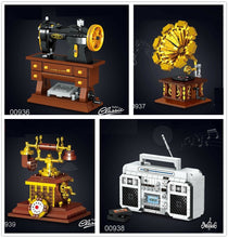 Load image into Gallery viewer, ZHEGAO 00936-939 mini Blocks Kids Building Bricks Girls Toys Boys Puzzle Sewing Machine Phonograph Radio Telephone Model Adult Gift
