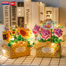 Load image into Gallery viewer, BALODY mini Blocks Kids Building Toys Rose Sunflower Basket of Flowers With Lighting Girls Women Gift Home Decor 21071 21072