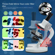 Load image into Gallery viewer, Microscope Kit Lab LED 200X-600X-1200X Learning & Education Toy Biological With Box For Kids Child Kids Pupil Gift 1311