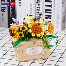 Load image into Gallery viewer, BALODY mini Blocks Kids Building Toys Rose Sunflower Basket of Flowers With Lighting Girls Women Gift Home Decor 21071 21072