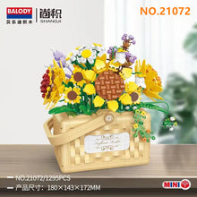 Load image into Gallery viewer, BALODY mini Blocks Kids Building Toys Rose Sunflower Basket of Flowers With Lighting Girls Women Gift Home Decor 21071 21072