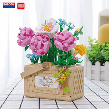 Load image into Gallery viewer, BALODY mini Blocks Kids Building Toys Rose Sunflower Basket of Flowers With Lighting Girls Women Gift Home Decor 21071 21072