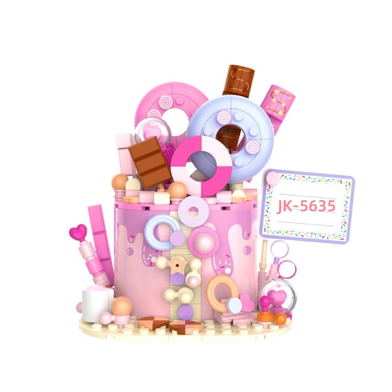 JAKI Blocks Kids Building Toys DIY Bricks Birthday Cake Model Puzzle Home Decor Girls Presents Women Gift 5635 5636 5637 5638 5639