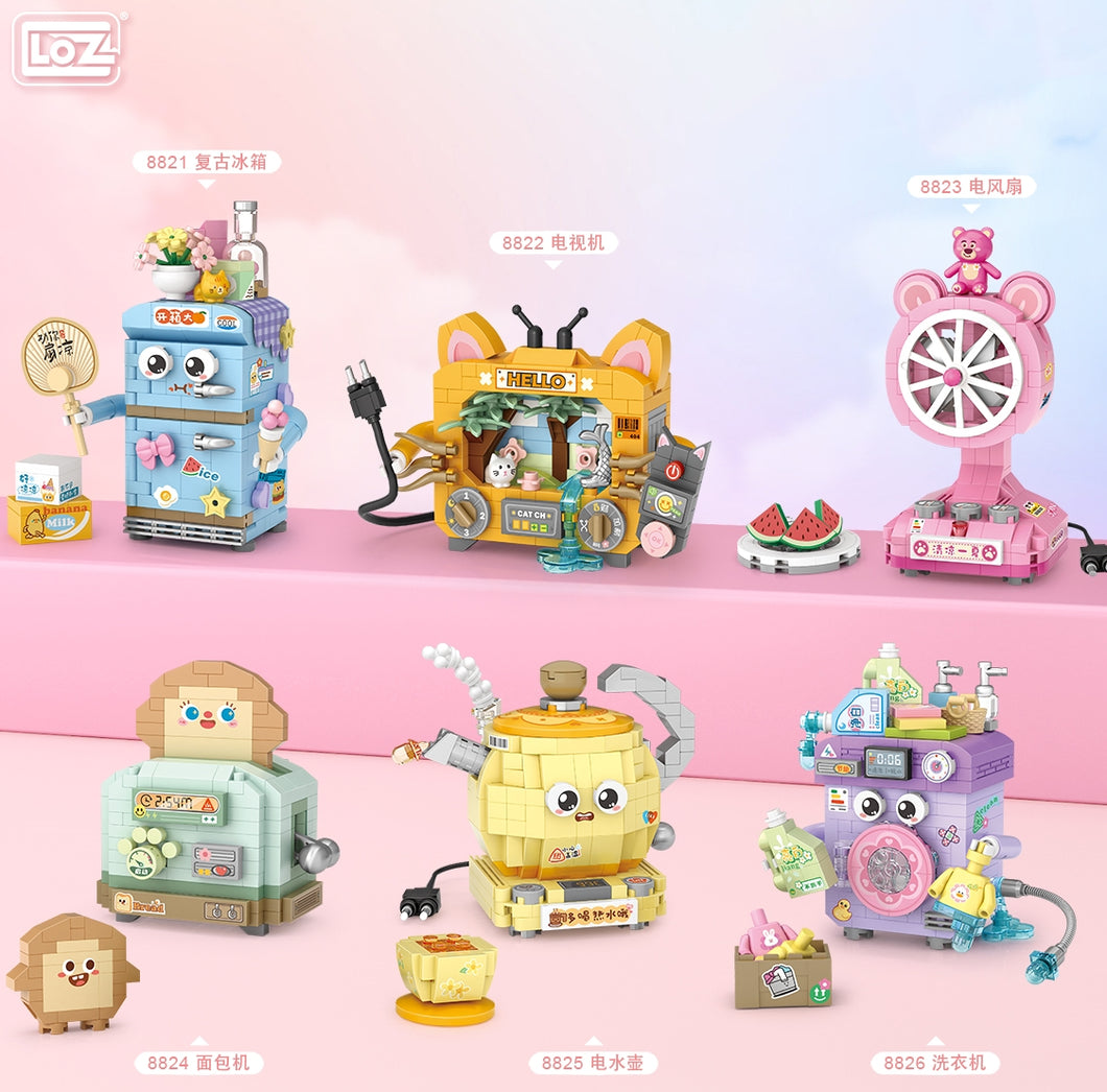 6pcs/set LOZ mini Blocks Kids Building Toys DIY Bricks Cute Small appliances Puzzle Girls Gift Home Decor 8821 8822 8823 8824 8825 8826
