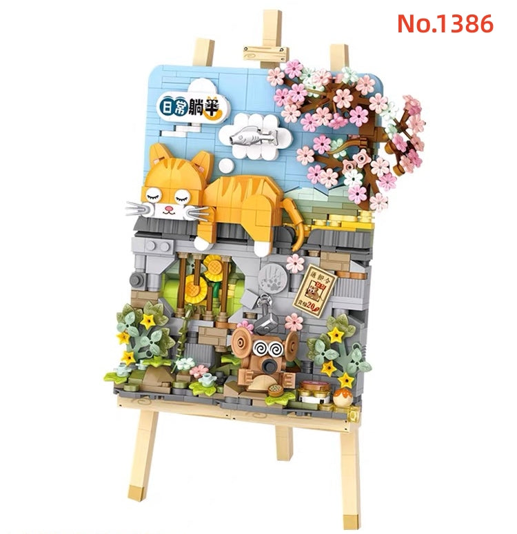 LOZ mini Blocks Kids Building Toys Drawing Painting Girls Gift Boy Cat Bricks Puzzle Home Decor 1386 1387