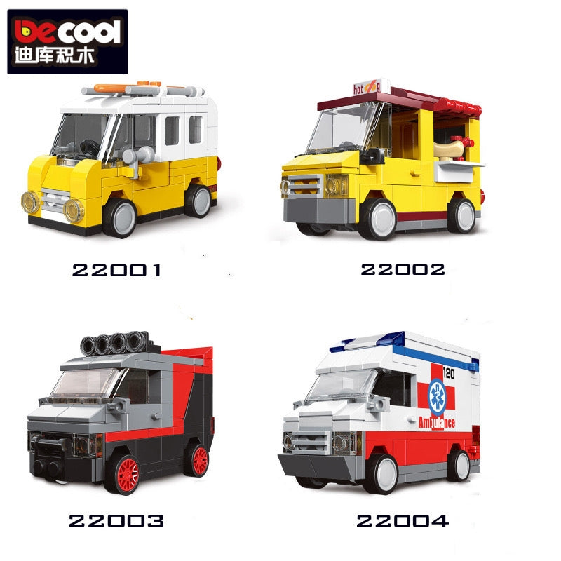 4pcs/set Decool mini Blocks Kids Building Toys Car Model Puzzle Boys DIY Bricks Holiday Gift Home Decor 22001 22002 22003 22004