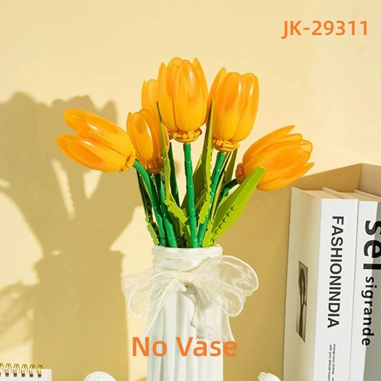 JAKI Blocks Kids Building Toys DIY Bricks Girls Flowers Puzzle Gradient Tulip Home Decor Women Gift 29311 29312 29315 29316