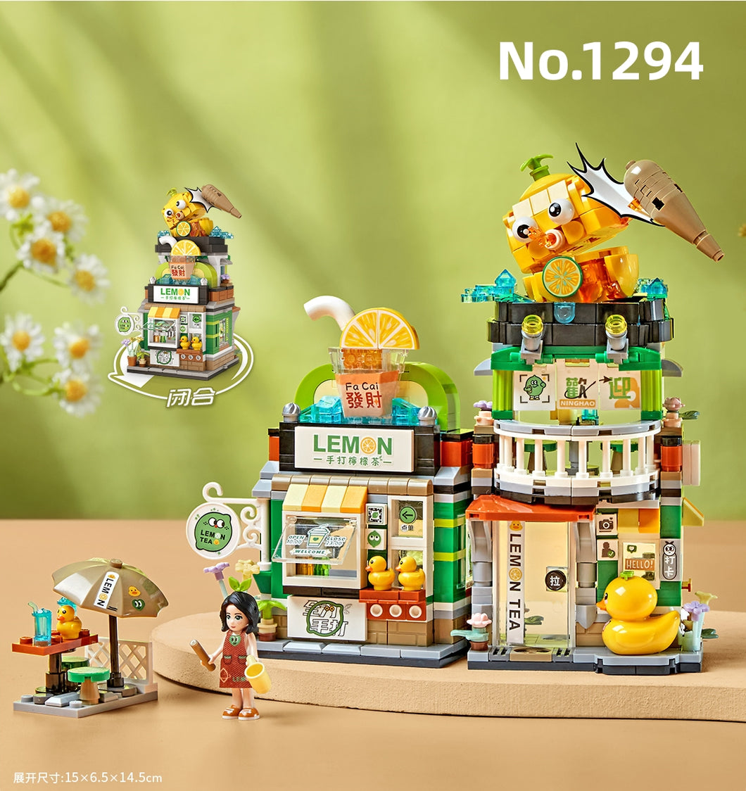 LOZ mini Blocks Kids Building Bricks Boys Toys Puzzle Girls Gift Chinese Snack Bar Lemon Tea Shop Luosifen Store 1294 1295