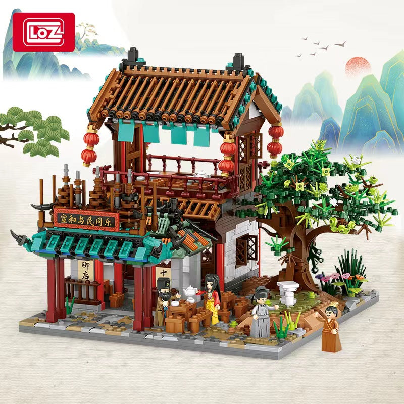 2051pcs LOZ mini Blocks Kids Building Toys DIY Bricks Puzzle Ancient Chinese Restaurant 清明上河图 1058
