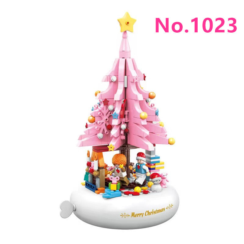 ZHEGAO MINI Blocks Kids Building Bricks Toys Music box Christmas Tree Puzzle Girls Holiday gift with Lighting 1023 1024