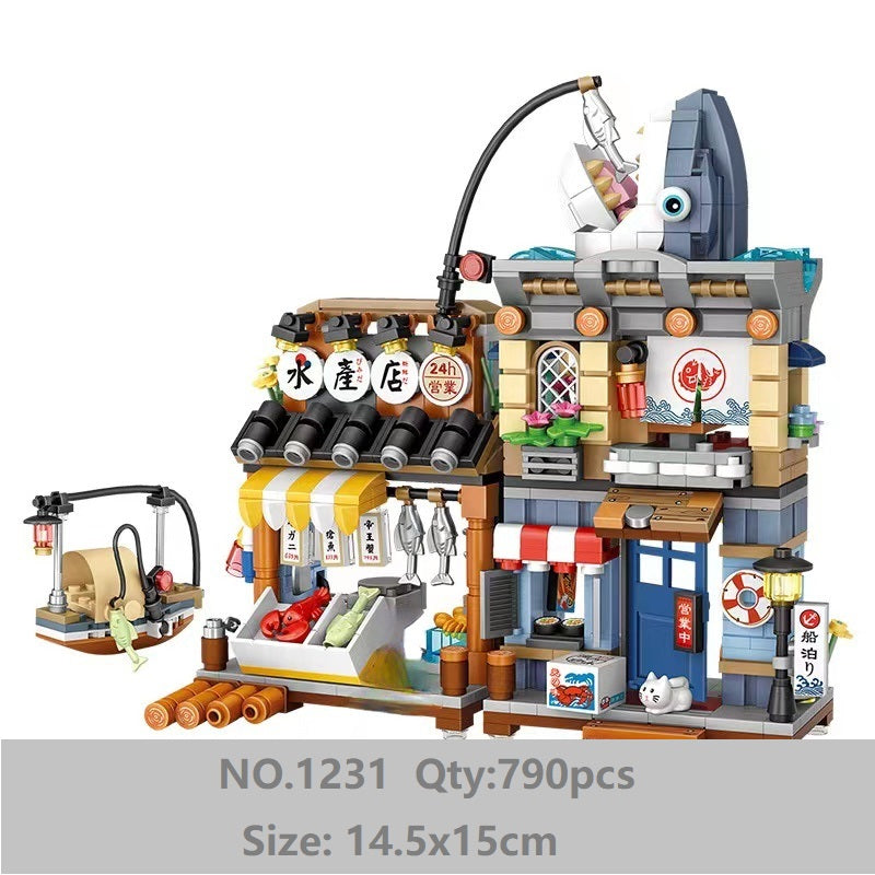1231 1232 LOZ mini Blocks Kids Building Bricks Boys Toys Puzzle Girls Gift Japanese Snack Bar 1231 1232
