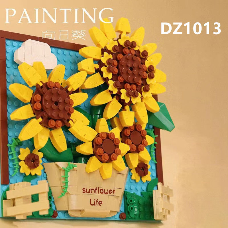 ZG mini Blocks Kids Building Toys DIY Bricks Girls Gift Painting Flowers Puzzle Home Decor 1013 1014 1015