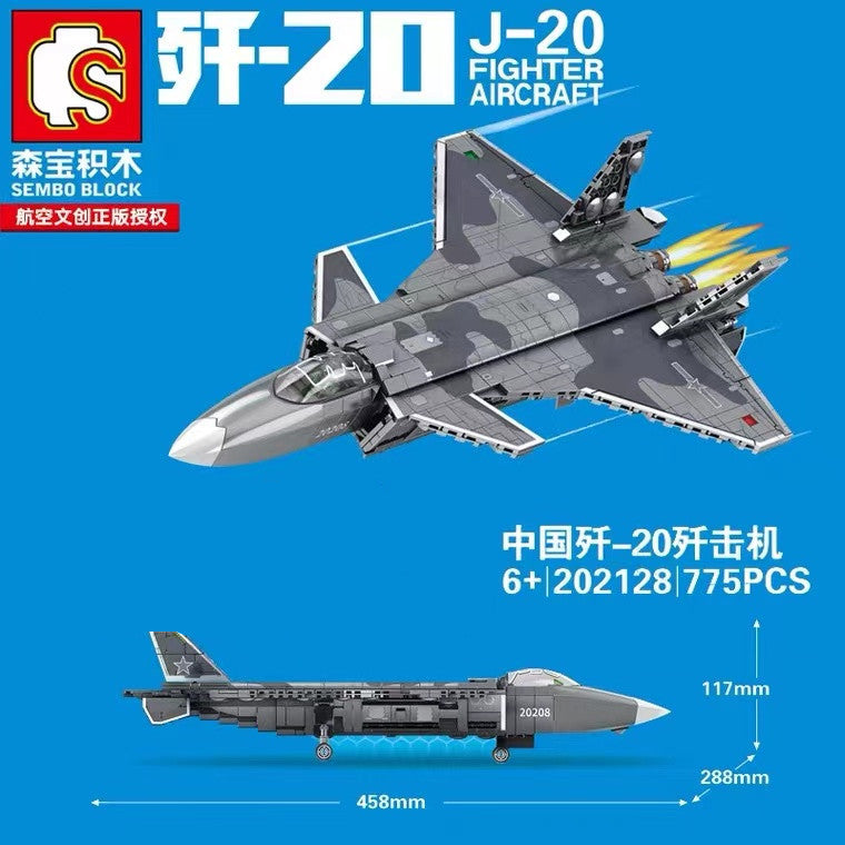 Sembo Block Kids Building Toys Boys Bricks Puzzle Men Gift Chinese Fighter J-20 Model Home Decor 202128