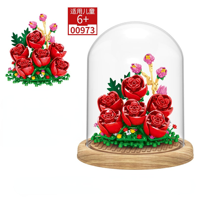 ZG 00973-00978 mini Blocks Kids Building Bricks Toys Flowers Puzzle Girls Gift Home Decor