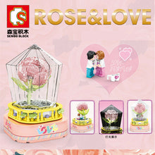 Load image into Gallery viewer, Sembo Blocks Kids Building Toys Girls Gift Rose Puzzle Music Box Lovers 601154 with original box
