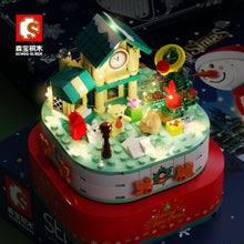 Load image into Gallery viewer, 601162 Sembo Blocks Kids Building Bricks Toys Music box Snowman Puzzle Christmas gift with Lighting
