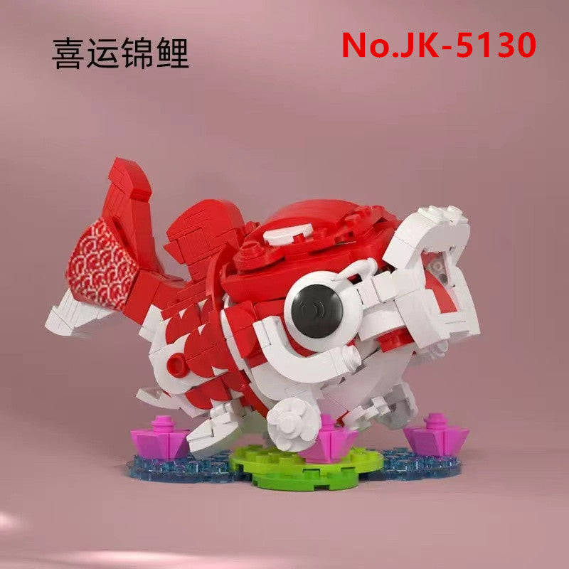 JAKI Blocks Kids Building Toys DIY Bricks Chinese Culture Kylin Lion Lucky Koi Girls Puzzle New Year Gift Holiday  Home Decor 5130 5131 5132 5135 5136 5137