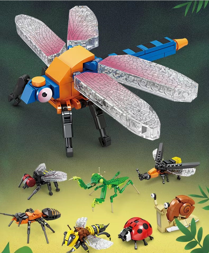 8pcs/set MINI Blocks Kids Building Toys DIY Bricks 8in1 Insect Puzzle Boys Girls Gift 80040