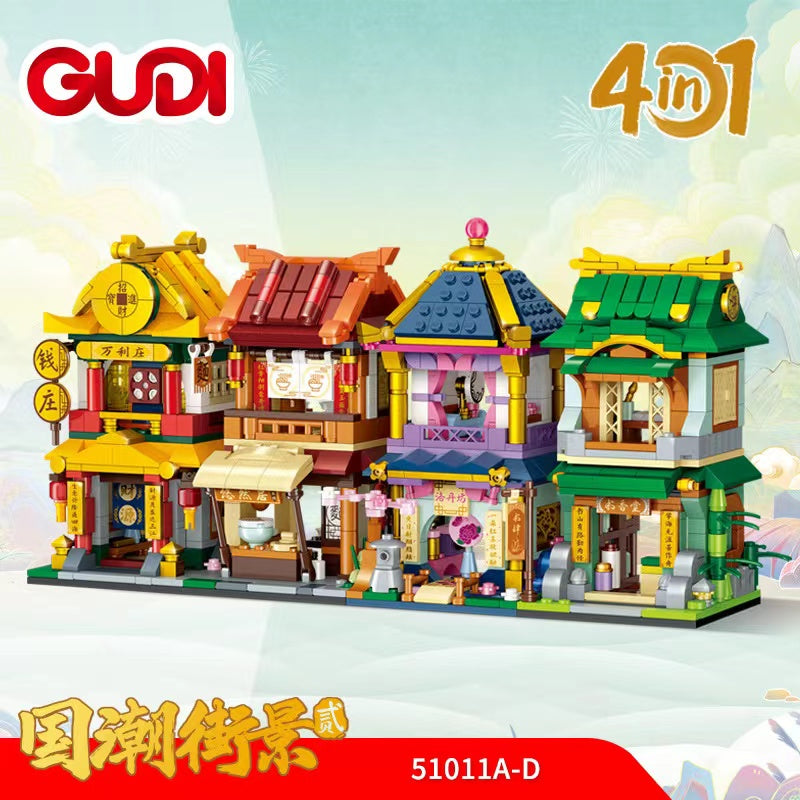 GUDI mini Blocks Kids Building Toys Puzzle Chinatown Street Holiday Gift Home Decor 51011