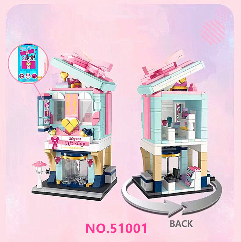 GUDI mini Blocks Kids Building Toys Puzzle Street Girls Holiday Gift Home Decor 51001 51002 51003 51004
