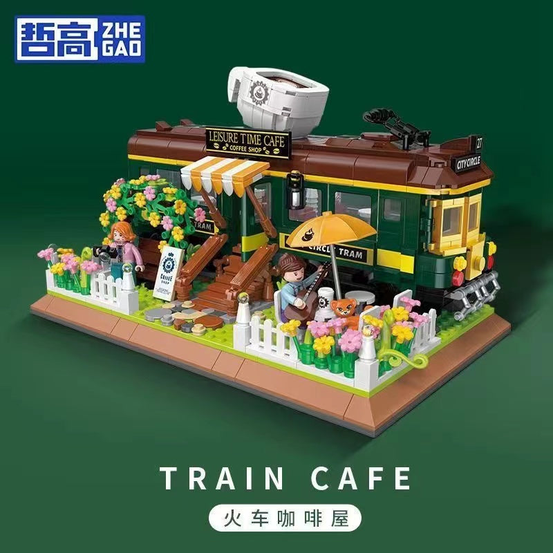 1081pcs mini Blocks Kids Building Toys DIY Bricks Girls Boys Puzzle Train Coffee House  Holiday Gift Home Decor DZ6002