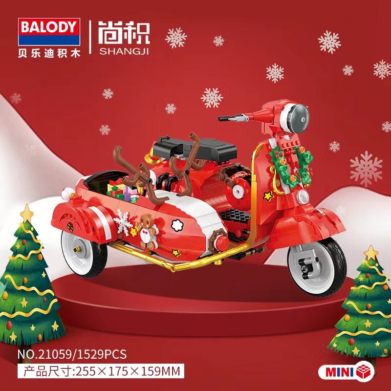 BALODY mini Blocks Kids Building Blocks Toys Christmas Motorcycle Bricks Boys DIY Puzzle Girls Holiday Gift Home Decor  21059