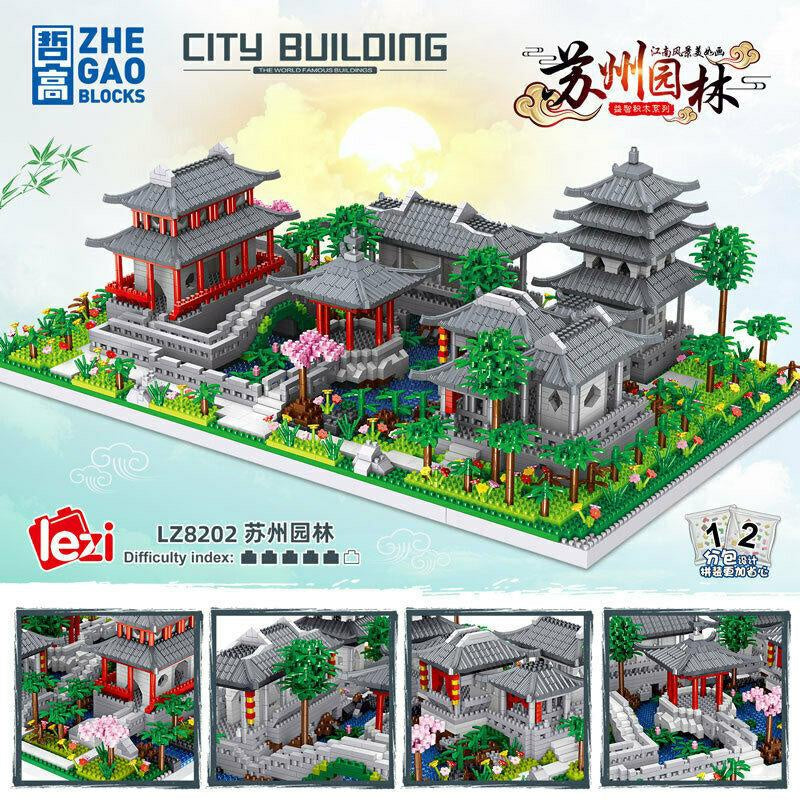 3930pcs Lezi mini Blocks Kids Building Bricks Toys Adult Puzzle Suzhou Gardens 8202