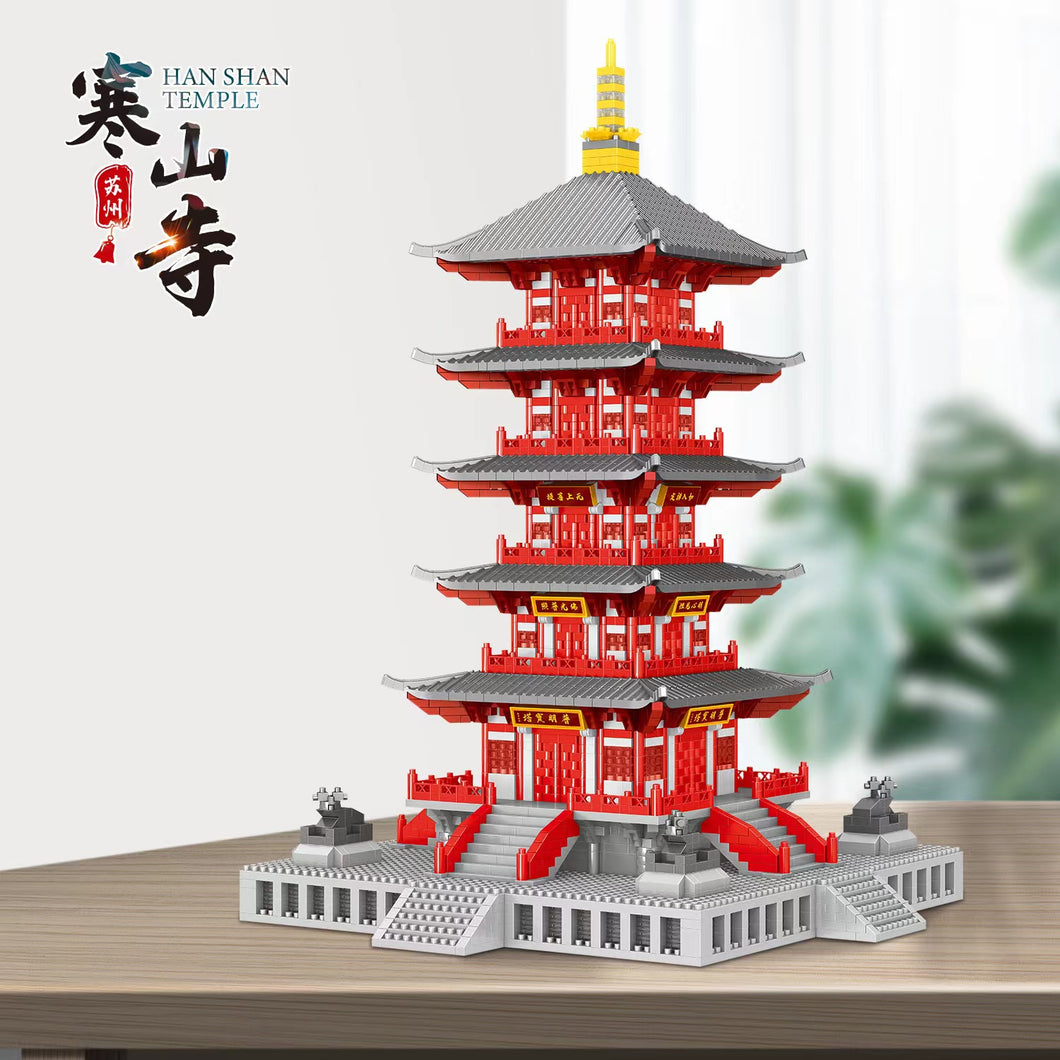 3999pcs Lezi mini Blocks Kids Building Bricks Toys Adult Puzzle Chinese Architecture Hanshan Temple Home Decor 8215