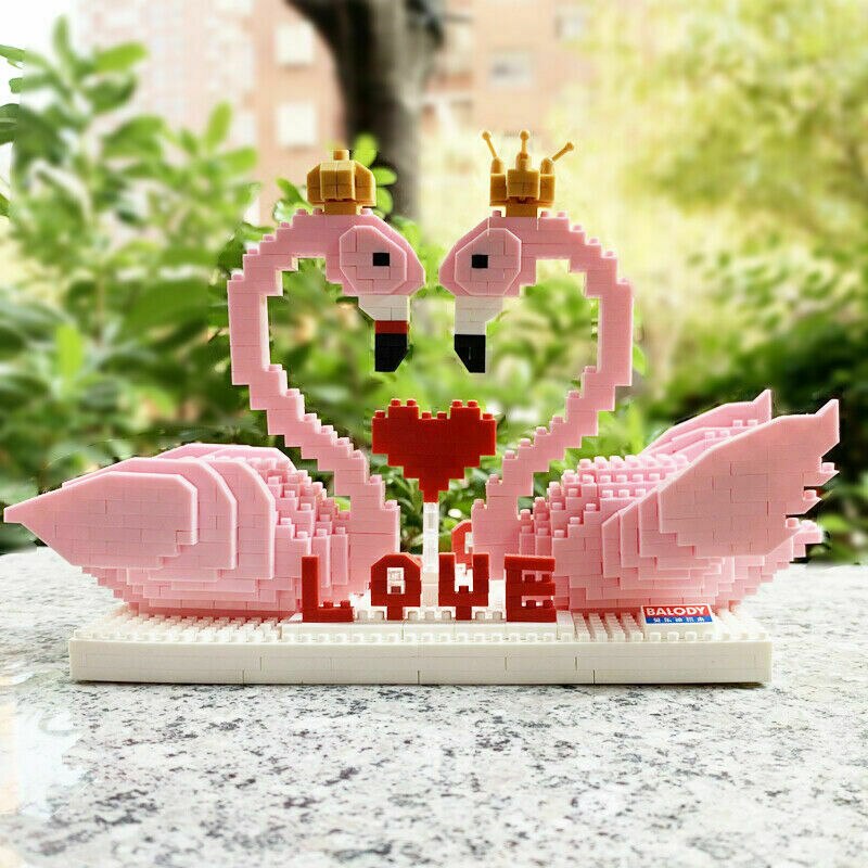 Lover Gift BALODY mini Blocks Adult Building Bricks Toys Girls Flamingo Puzzle  Home Decor 16103