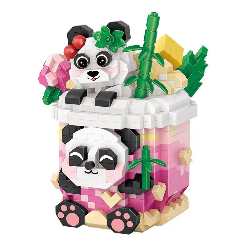 Loz mini Blocks Kids Building Toys DIY Bricks Panda Drink Puzzle Girls Gift 9286