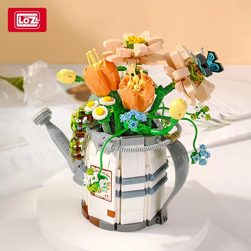 LOZ mini Blocks Kids Building Bricks Girls Toys watering Pot Potted plant Flowers Puzzle Home Decor Women's Holiday Gift 1936