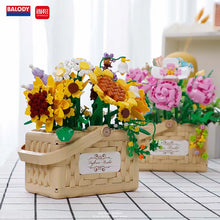 Load image into Gallery viewer, BALODY mini Blocks Kids Building Toys Rose Sunflower Basket of Flowers With Lighting Girls Women Gift Home Decor 21071 21072
