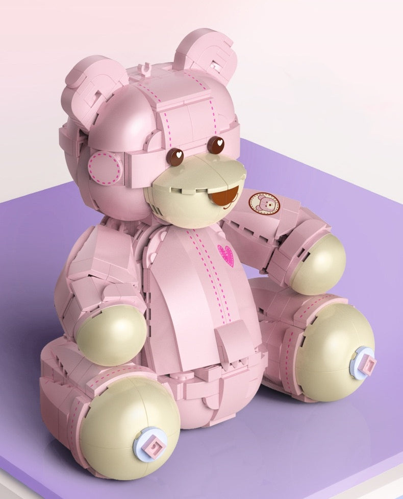 JAKI Blocks Kids Building Toys DIY Bricks Pink Bear Girls Gift Holiday Birthday Home Decor 8133