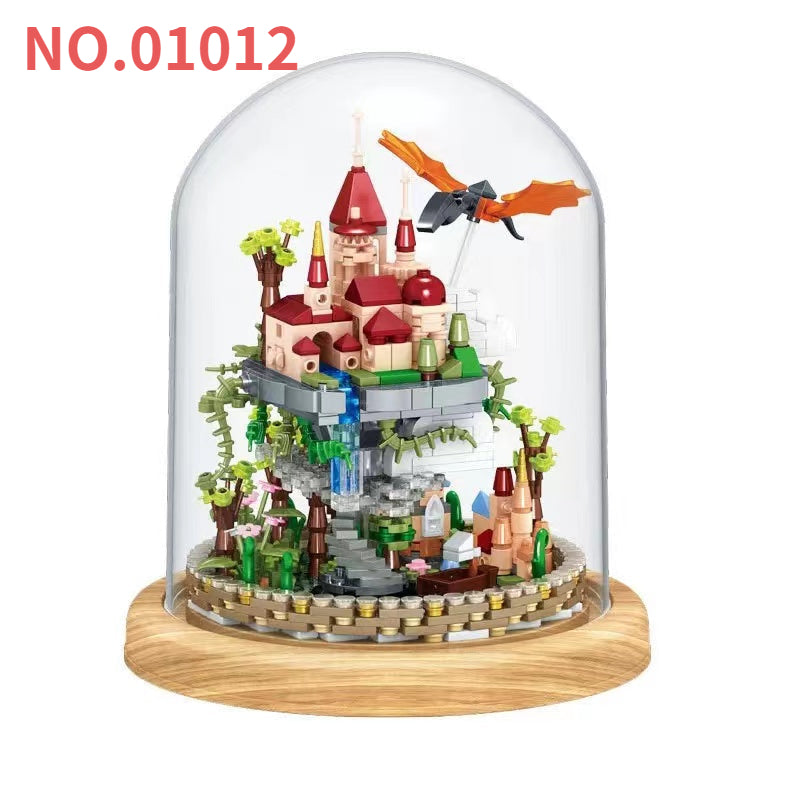 Kids Building mini Block Toys Boys DIY Bricks Puzzle Girls Gift Castle with Display Box Dust Cover 01012 01013