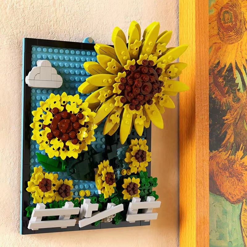 QZL Blocks Kids Building Toys DIY Bricks Sunflower Decorative Painting Puzzle Home Decor Women Girls Gift 92003