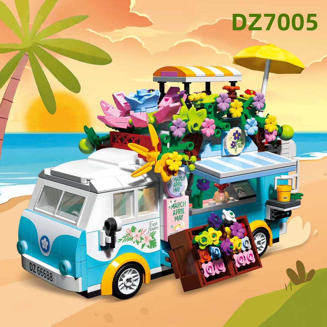 mini Blocks Kids Building Toys Bricks Girls Puzzle Flower Car Cat Wagon Truck Model Home Decor Gift DZ7005  DZ7006